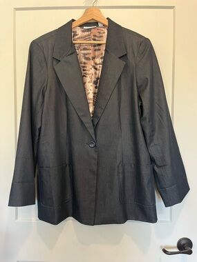 Susan Graver‎ Black Women's Long Sleeve Blazer Cotton Blend Office Career Sz XL